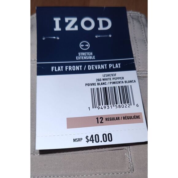 Lot of 2 Izod boy's flat front shorts size 12 New light khaki color - Picture 2 of 6